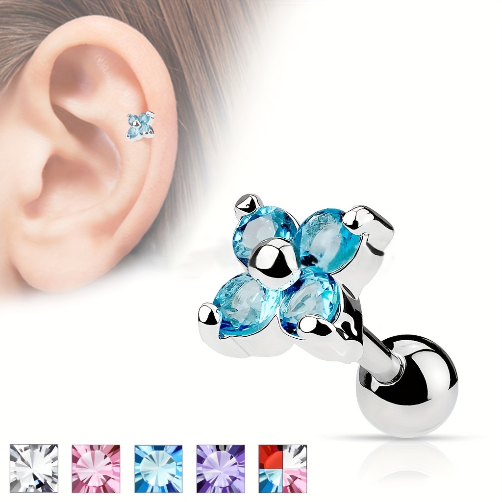 Multicolor Flower CZ Stud Earrings 316 for Daily Wear